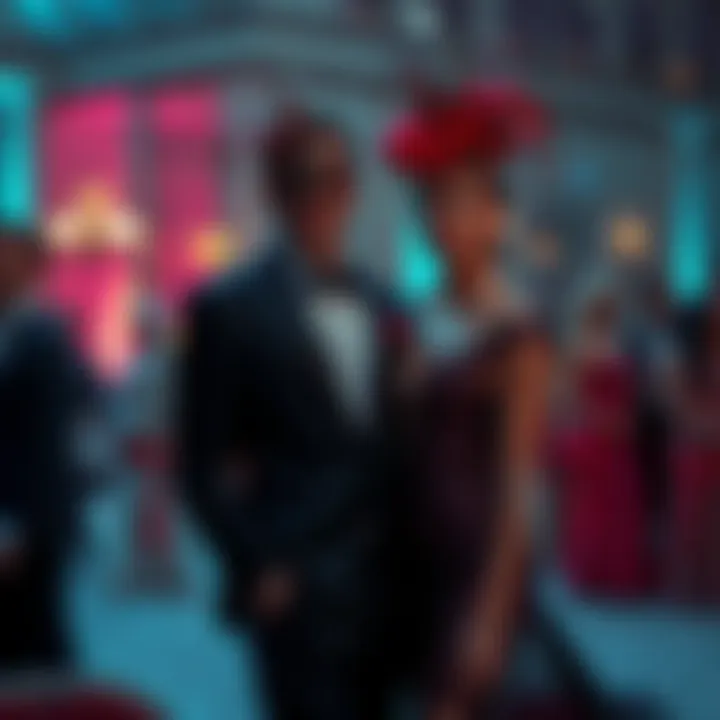 Stylish couple at a gala event in matching attire