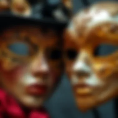 Close-up of beautifully crafted masquerade masks