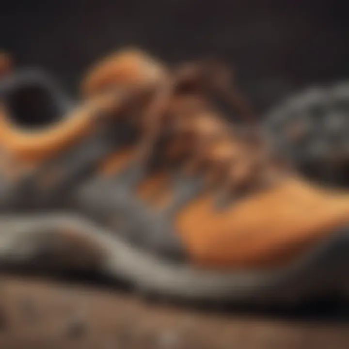 Close-up of Merrell shoes showcasing durable materials