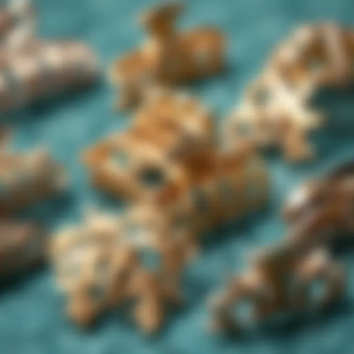 Vintage Metal Claw Hair Clips An elegant display of vintage metal claw hair clips showcasing intricate designs.