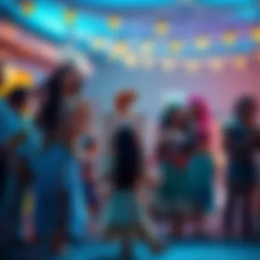 Costumes inspired by Moana characters creating a festive atmosphere