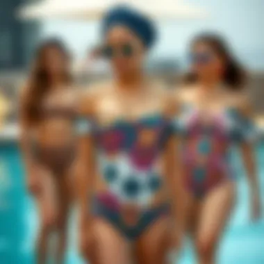 Modest swimwear showcasing unique patterns