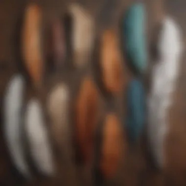 Aesthetic Appeal of Natural Feather Materials Natural feathers used in hair extension clips displayed on a rustic background