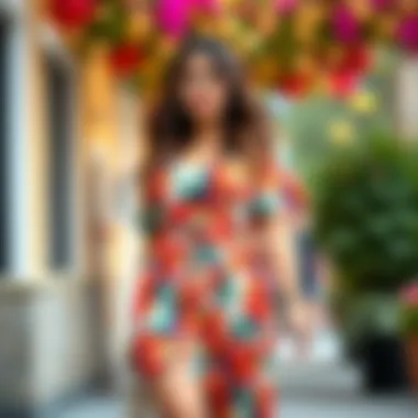 Floral Plus Size Romper Dress Style A stylish plus size romper dress in a vibrant floral pattern