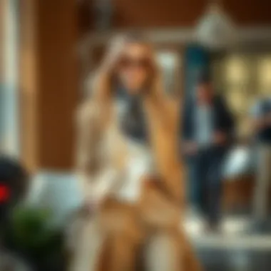 Fashionable layering of neutral outfits with accessories