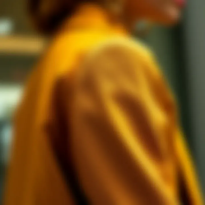 Detailing of Shoulder Pads Close-up of shoulder pads in an oversized blazer.