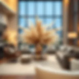 Luxurious pampas grass arrangement in a modern living room