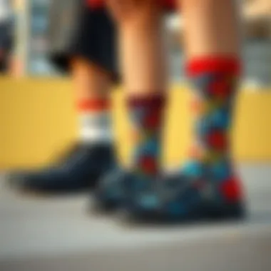 Trendy individuals wearing customized photo socks