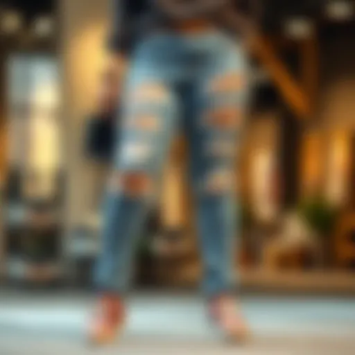 Trendy Plus Size Distressed Ripped Jeans Trendy plus size distressed ripped jeans on display