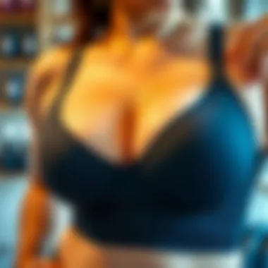 Close-up of a plus size workout bra demonstrating fit and support