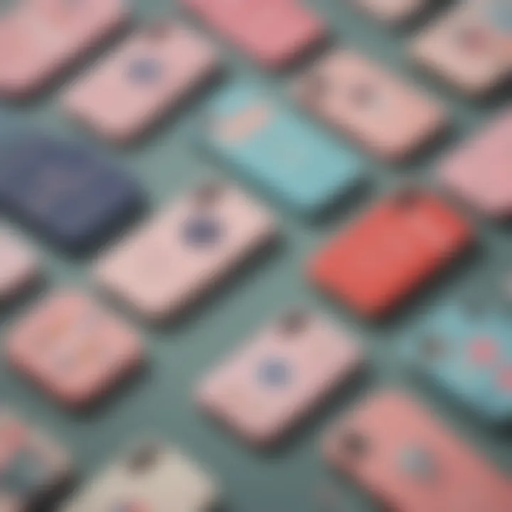 A collection of trending preppy phone cases displayed on a stylish surface