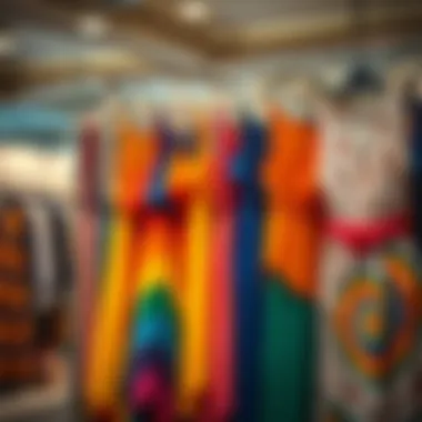 Vibrant Rainbow Casual Dresses in Boutique A vibrant display of rainbow casual dresses hanging in a boutique setting.