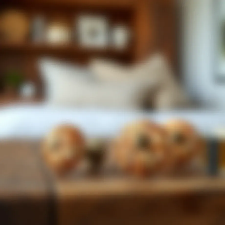 Elegant rattan drawer knobs displayed on a wooden surface