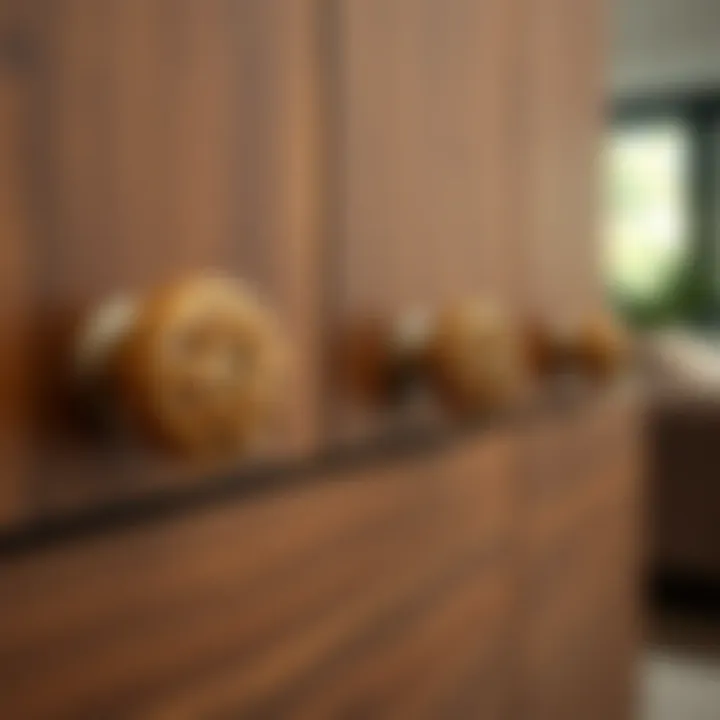 Stylish rattan knobs integrated into modern cabinetry