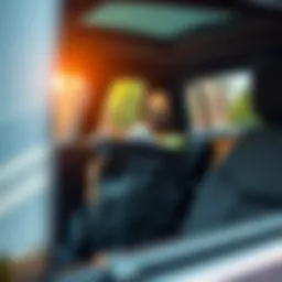 An organized car interior showcasing a reusable trash bag