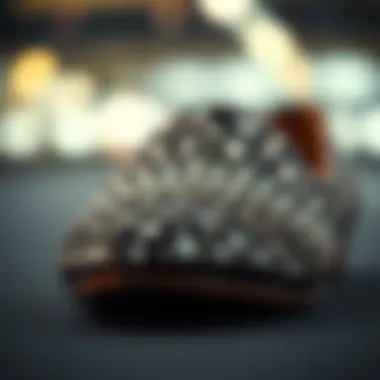 Close-up of rhinestone detailing on a loafer