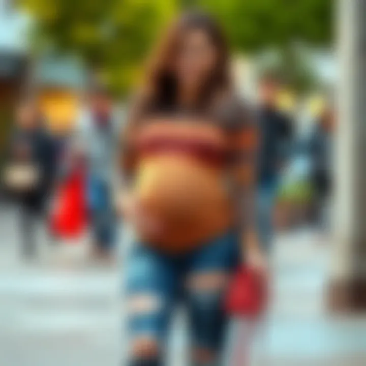 Chic Maternity Style Fashionable ripped maternity jeans paired with a stylish top