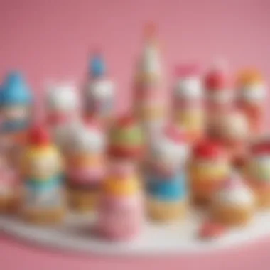 A colorful array of Sanrio cake toppers featuring iconic characters.