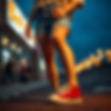 Stylish Footwear with Denim Shorts Trendy denim shorts paired with stylish footwear