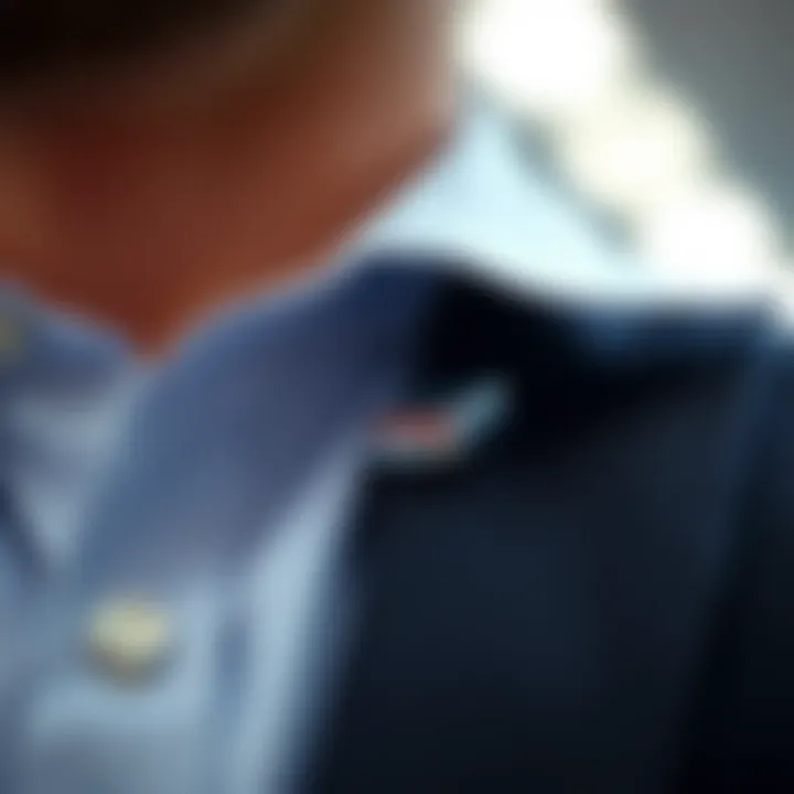 A close-up of a stylish shirt tuck-in clip showcasing its innovative design.