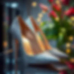 Glistening silver glitter heels showcased elegantly