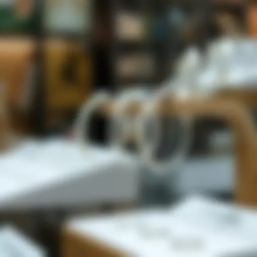 Elegant silver hoop cartilage earrings on a display