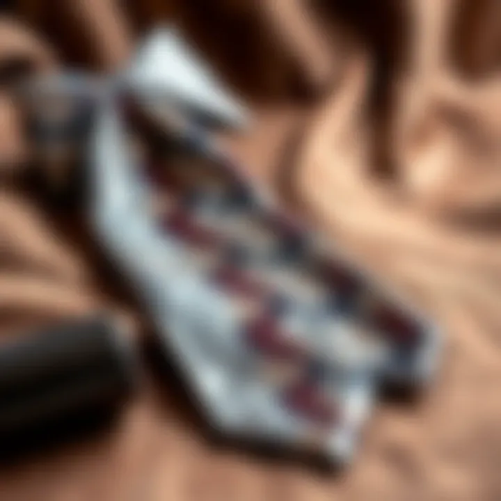 Elegant display of a snakeskin tie on a plush fabric background