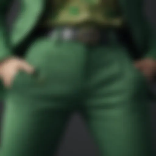 Festive green pants adorned with shamrocks