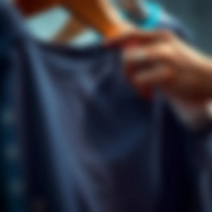 Close-up of fabric being steamed