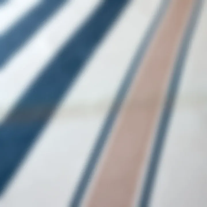 Close-up of the fabric texture on a stripe chaise lounge