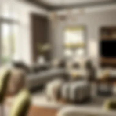 Elegant stripe chaise lounge in a modern living room setting