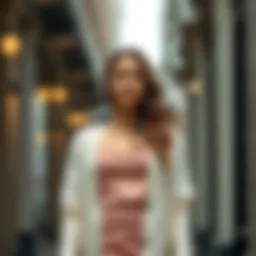 Elegant spaghetti strap dress with a light cardigan