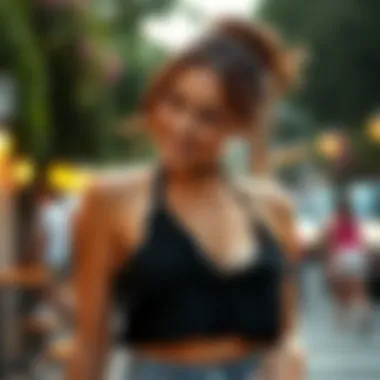 Fashionable styling ideas for the cami halter top in different settings