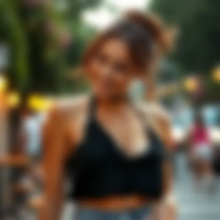 Fashionable styling ideas for the cami halter top in different settings