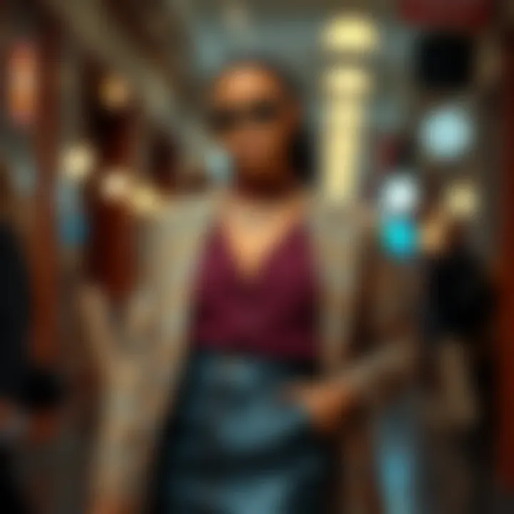 A model demonstrating practical styling tips for creating a waisted look.