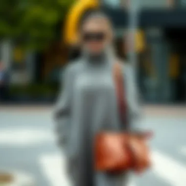 Stylish pairing of oversized sweater dress with accessories for a complete look