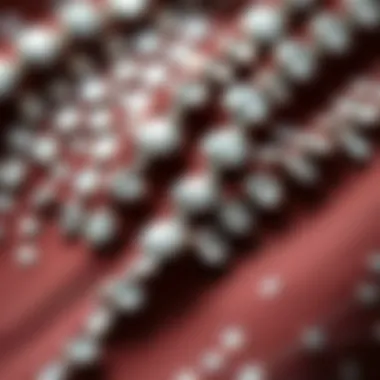 Close-up of sparkling diamond rhinestones on fabric