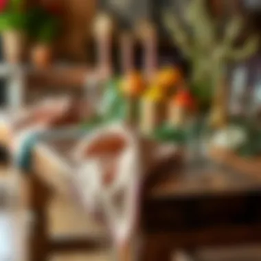 Bohemian Elegance: Napkins on a Rustic Table Stylish bohemian cloth napkins on a rustic dining table