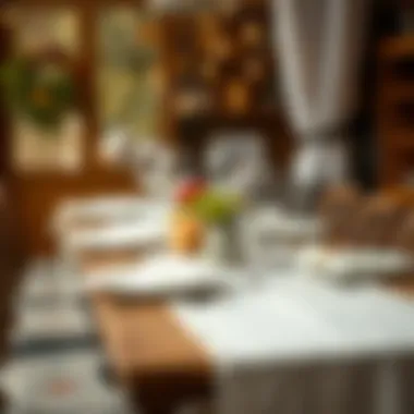 Seasonal Charm: Bohemian Napkin Table Setting A table setting showcasing bohemian cloth napkins and seasonal decor