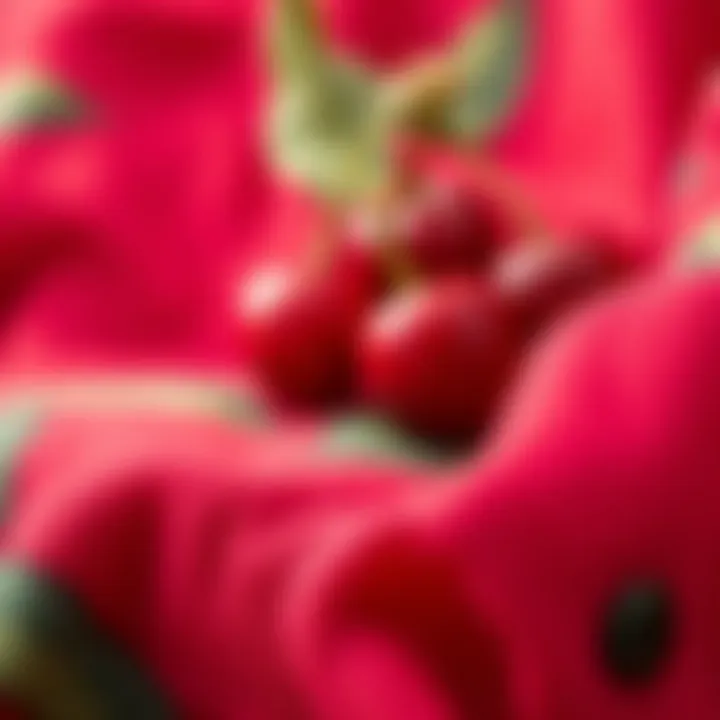 Eco-Friendly Cherry Fabric Texture Close-up of cherry fabric texture showcasing eco-friendly materials