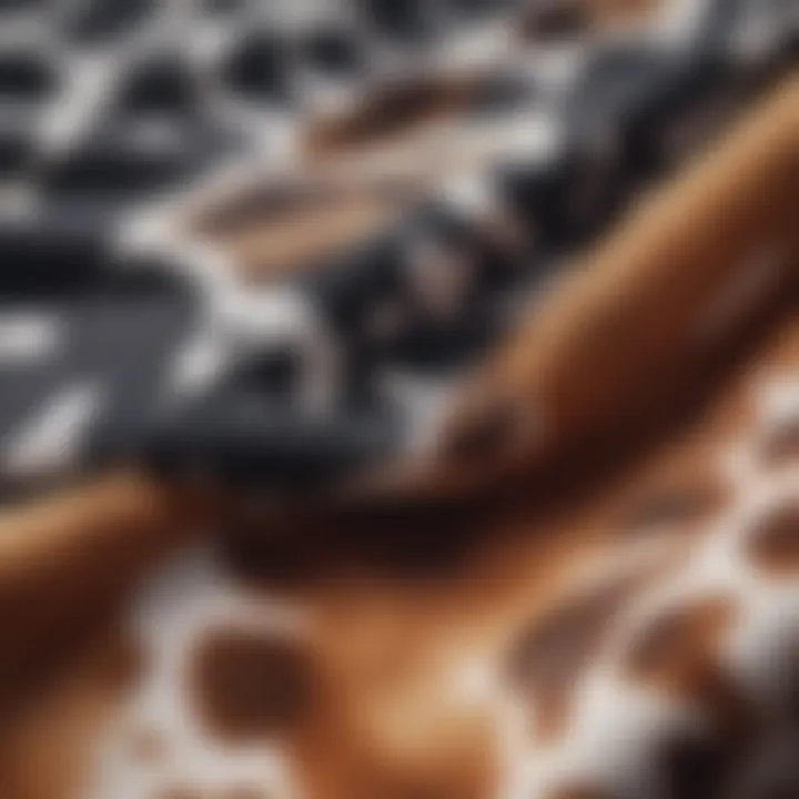 Close-up of cow print fabric showcasing its unique texture.