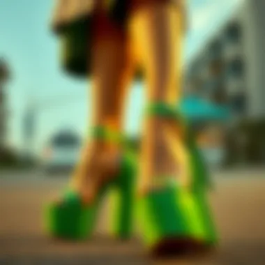 Fashionable outfit styling with green platform shoes