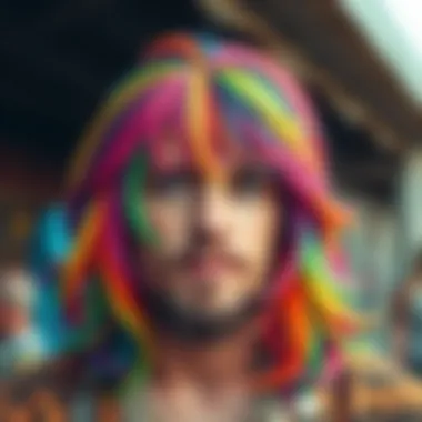 Vibrant hippie wig showcasing eclectic colors