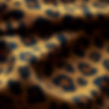 Close-up of leopard print fabric showcasing texture and patterns