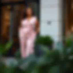 Stylish plus size blush jumpsuit on a model