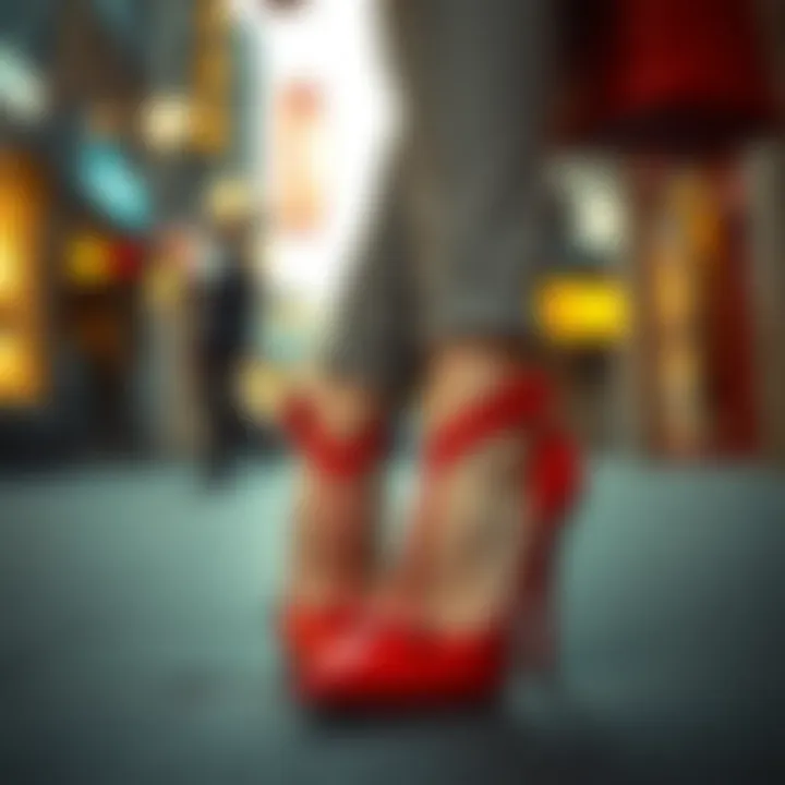Red Shoes Complementing Fashion Stylish outfit paired with striking red formal shoes