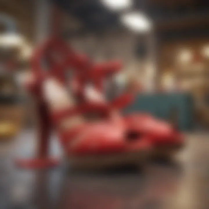 Sustainable Materials in Red Strappy Shoes Sustainable materials used in the making of eco-friendly red strappy shoes.