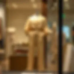 Elegant beige two-piece pant set on display