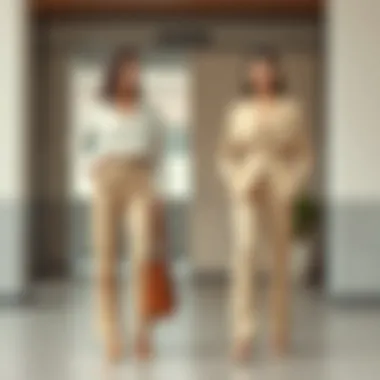 Casual and formal settings with a beige pant set