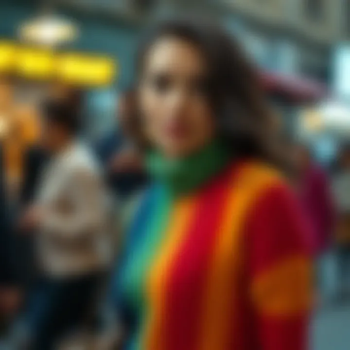 Fashionable styling options featuring the rainbow knit dress